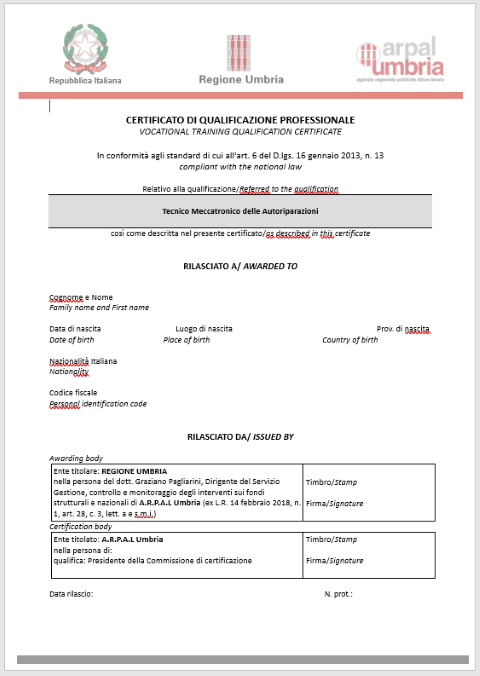 Attestato Qualifica Meccatronico Nuovaformazione